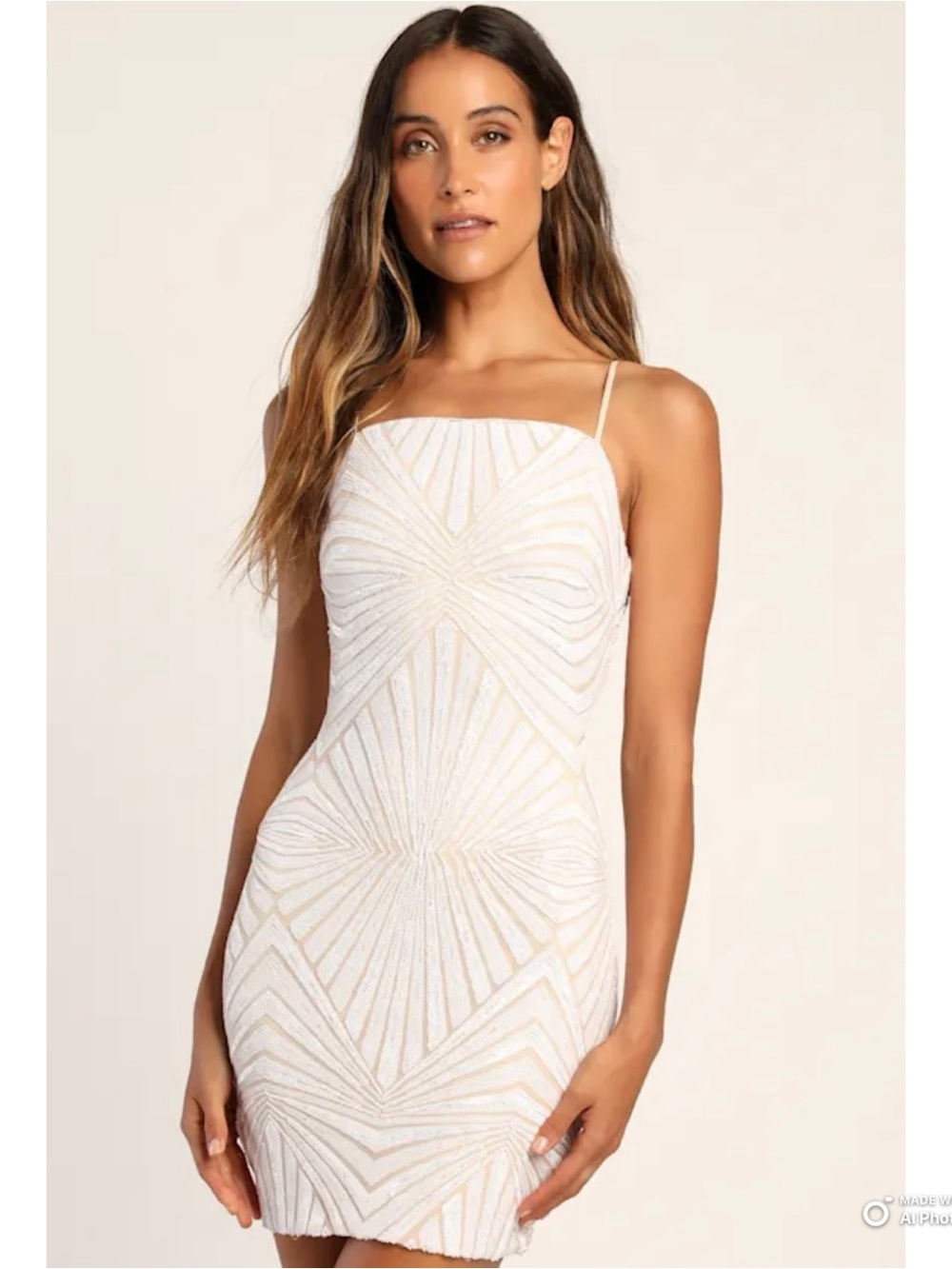 Lulus Medium Lost In Your Eyes White Sequin Bodycon Mini Dress NWT Party Bridal - Picture 11 of 16